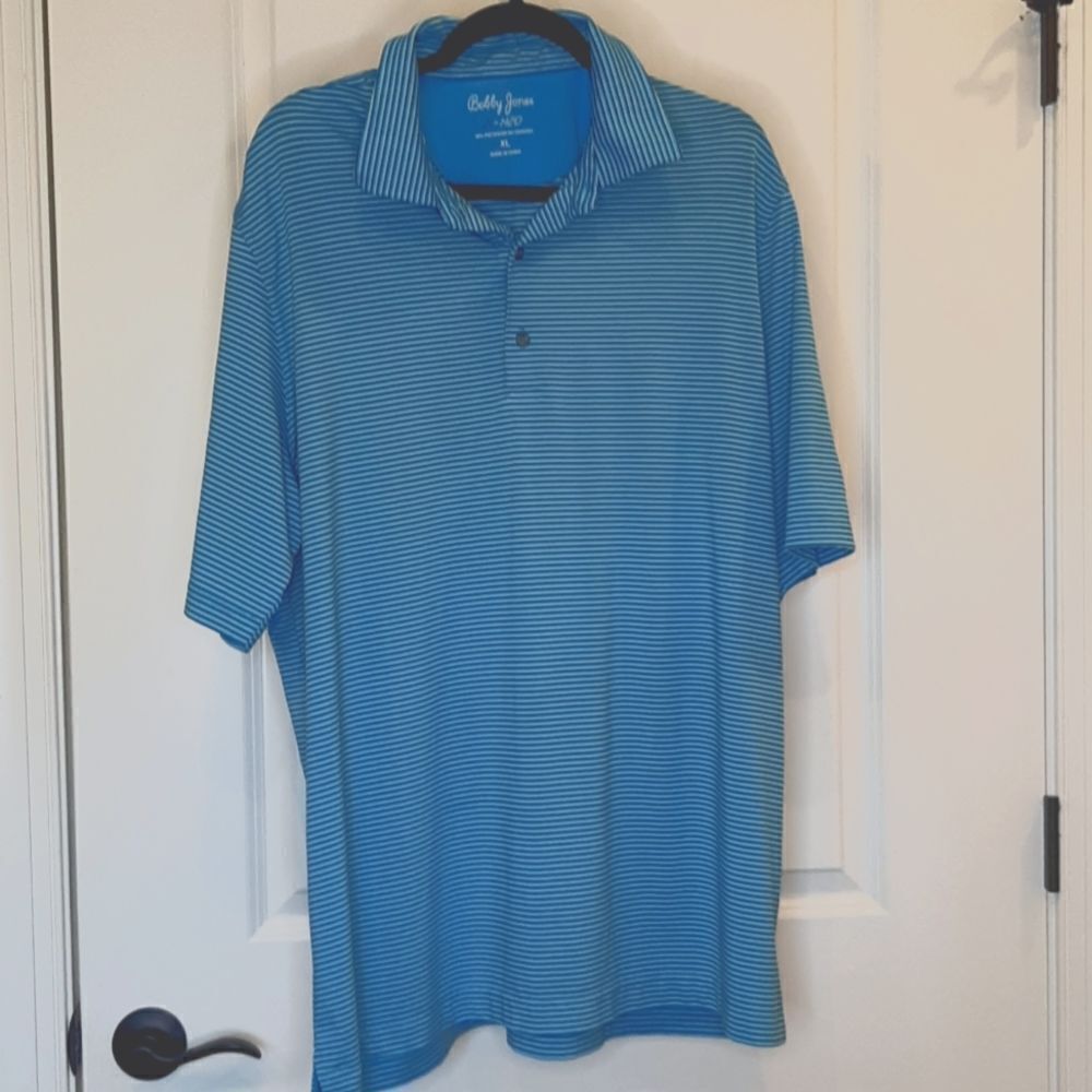 Bobby Jones X-H20 Blue and White mens XL polo Golf shirt